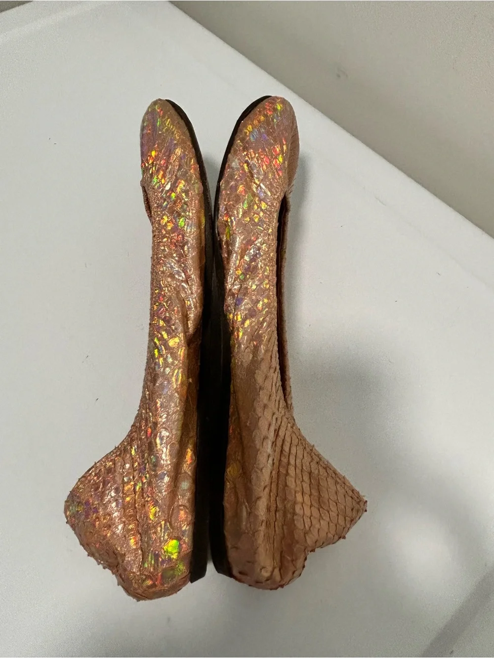 Lanvin Iridescent Snake Embossed Ballet Flats Pink Size 9 US 39.5 EU